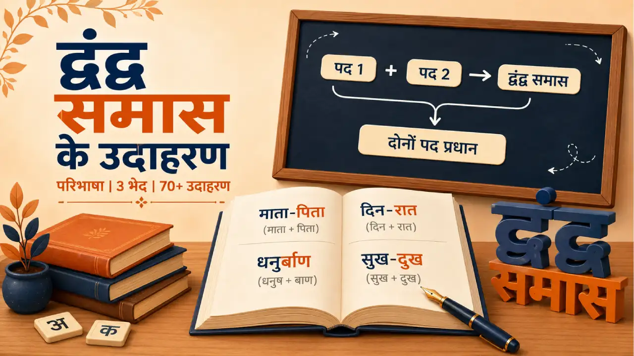 द्वंद्व समास के 70+ उदाहरण — परिभाषा, 3 भेद और पहचान