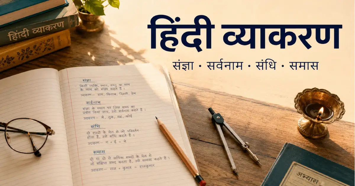 हिंदी व्याकरण की पूरी गाइड — संज्ञा, सर्वनाम, संधि, समास और वाक्य